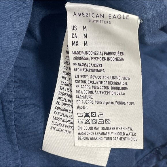 American Eagle Blue Button-Front Sleeveless Top With Adjustable Straps Size M - Picture 6 of 7